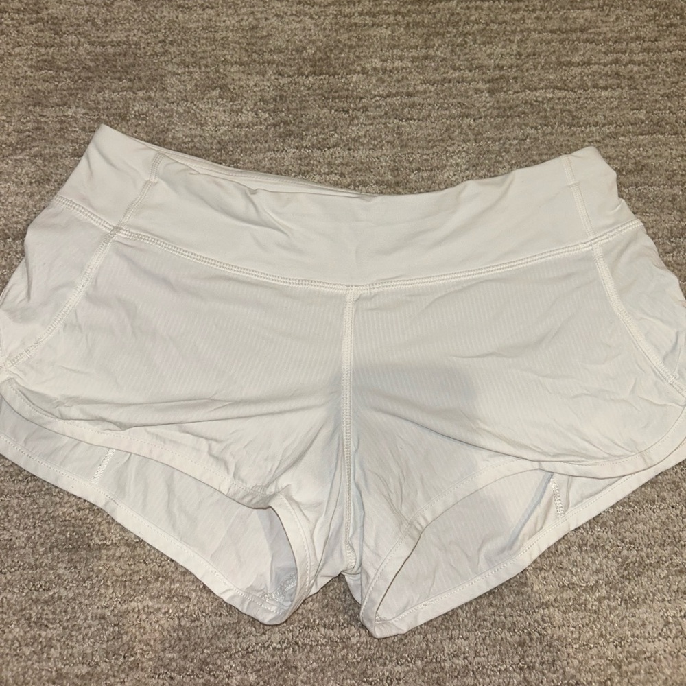 White lululemon speed shorts